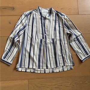 Clare V Blue and White Striped Long Sleeve Blouse NWT Size S